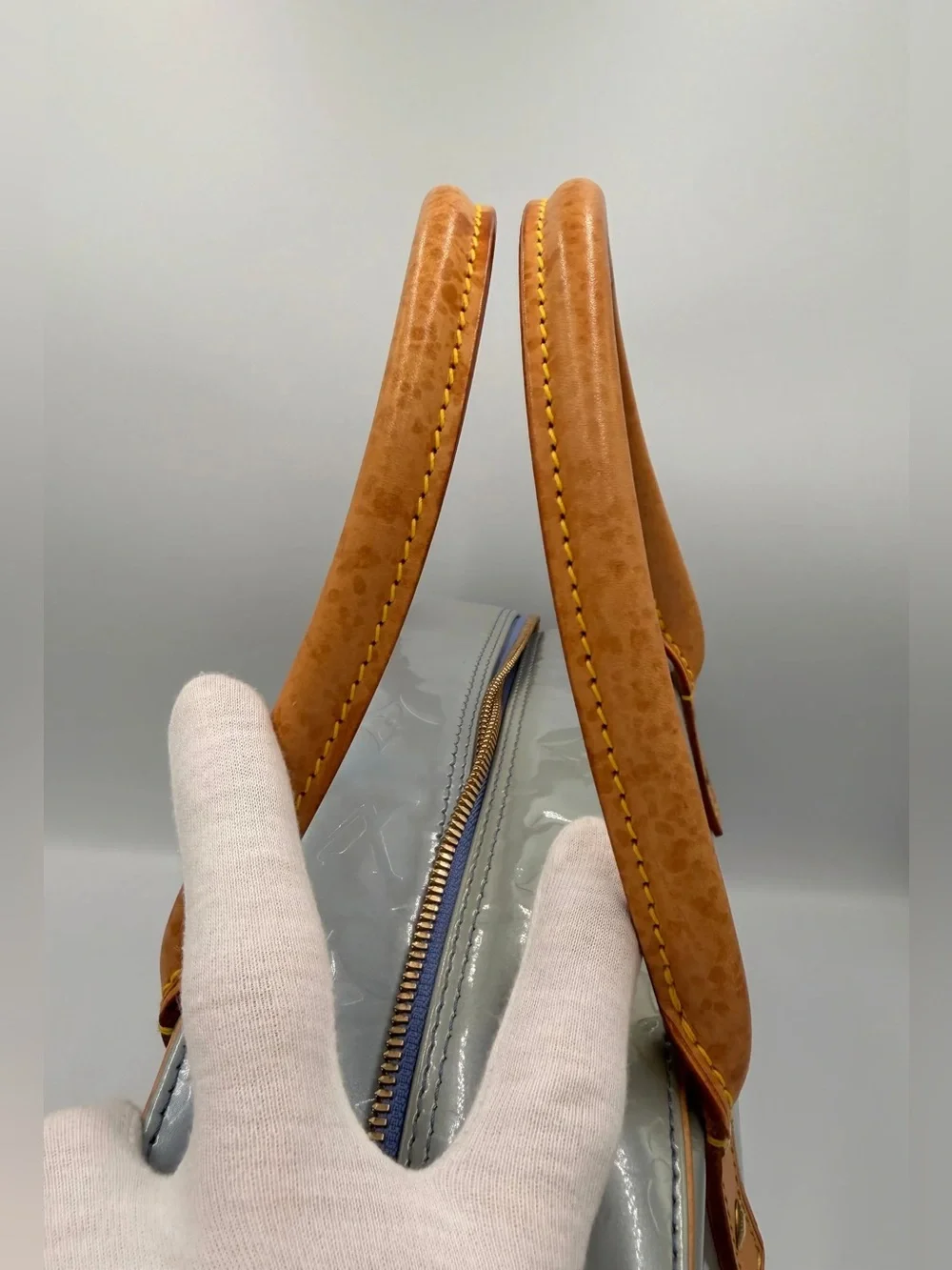 LV Tompkins Square — Vernis Leather Blue